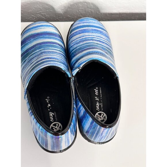 Easy Street Laurie Striped Blue& Silver Women's Clogs Non-Slip Size 5.1/2M - Picture 6 of 8